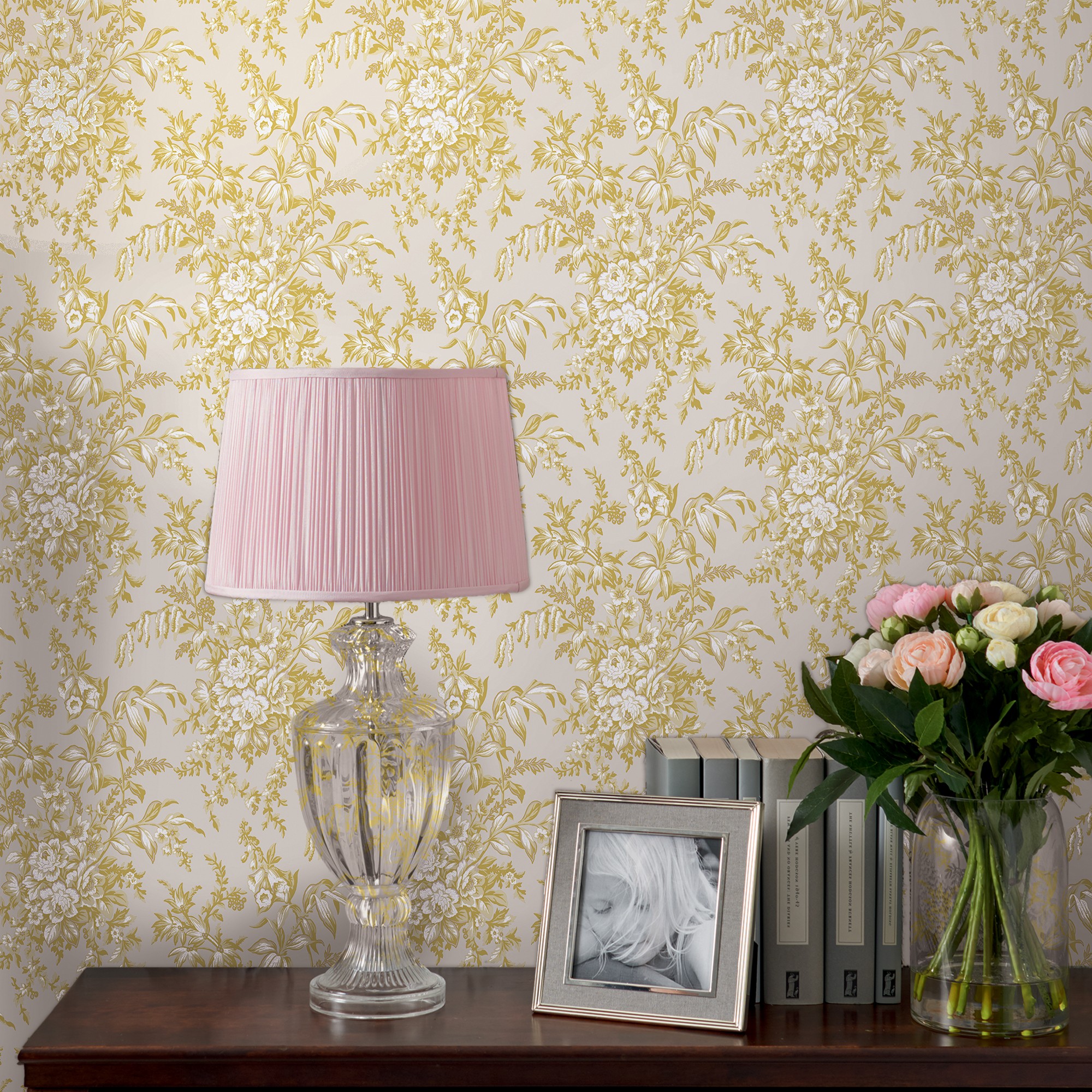 Picardie Floral Wallpaper 114900 By Laura Ashley In Pale Gold